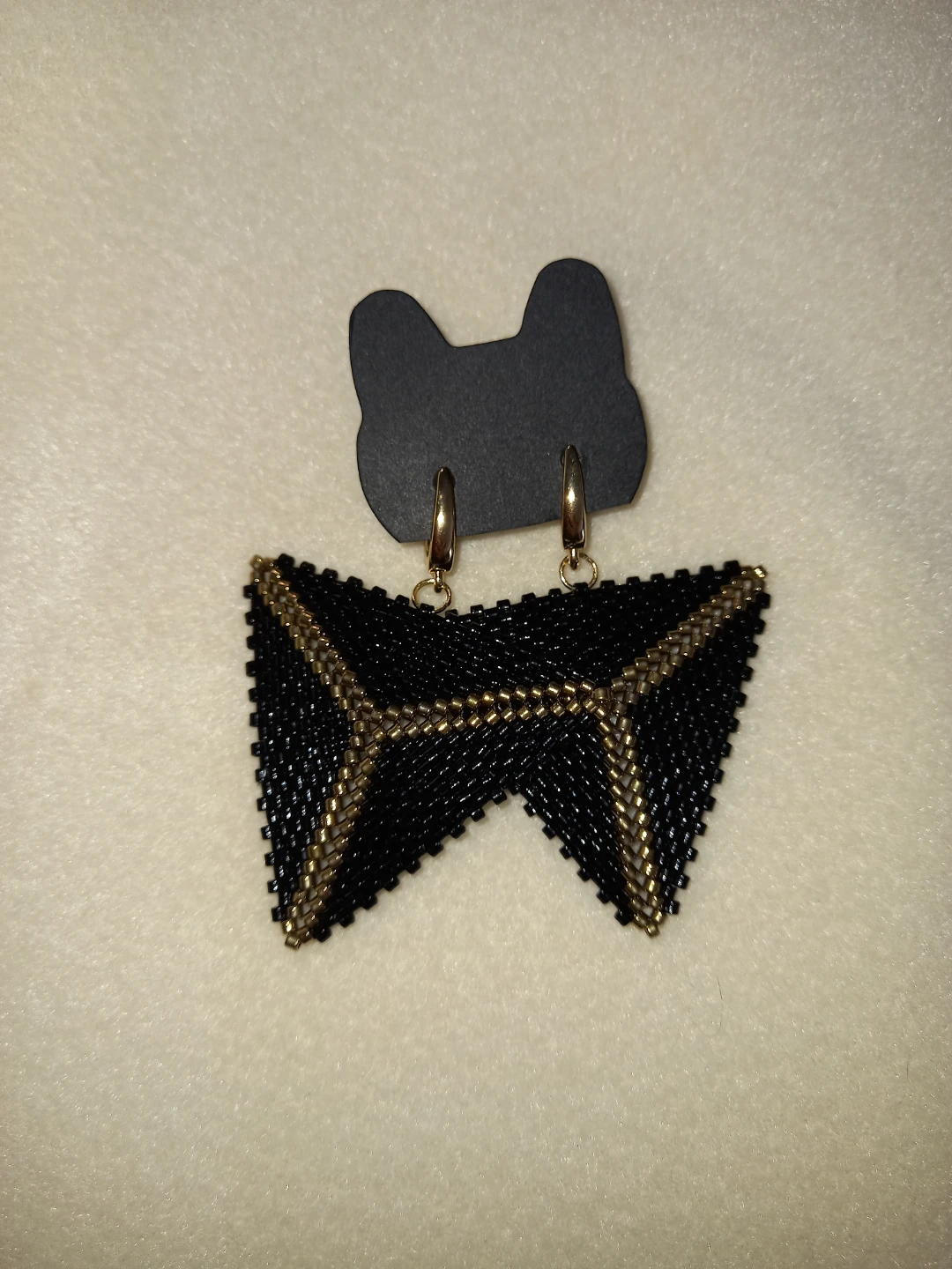 Beaded triangle earrings ✨️ 18K Gold Plated metal - photo 3