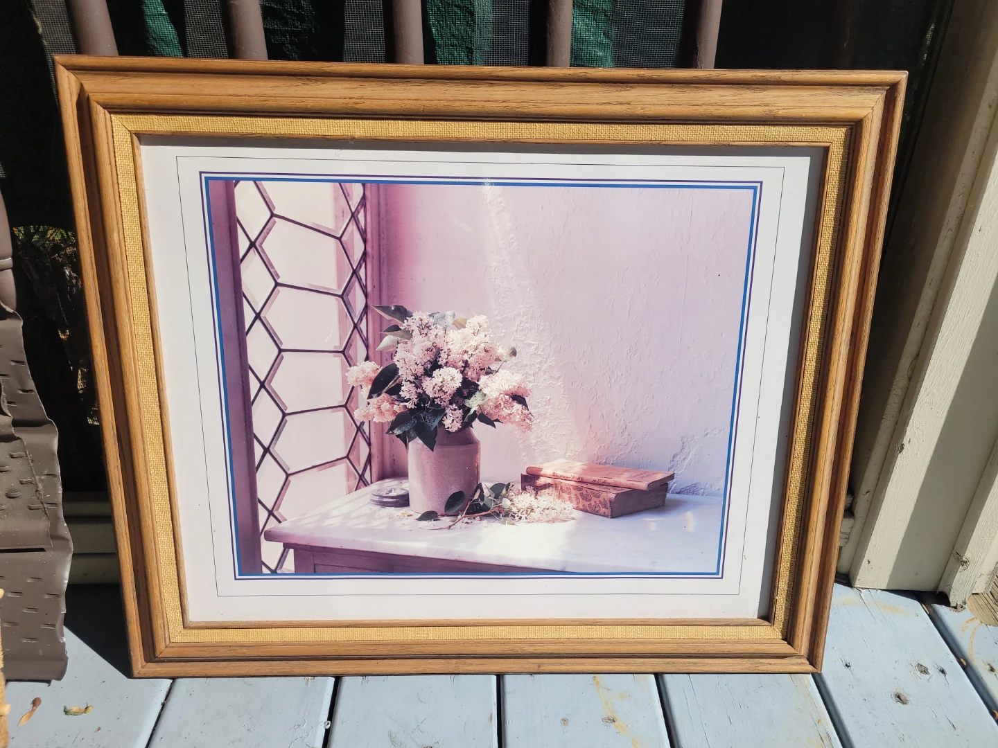 Floral Still Life Wall Art in Oak Frame