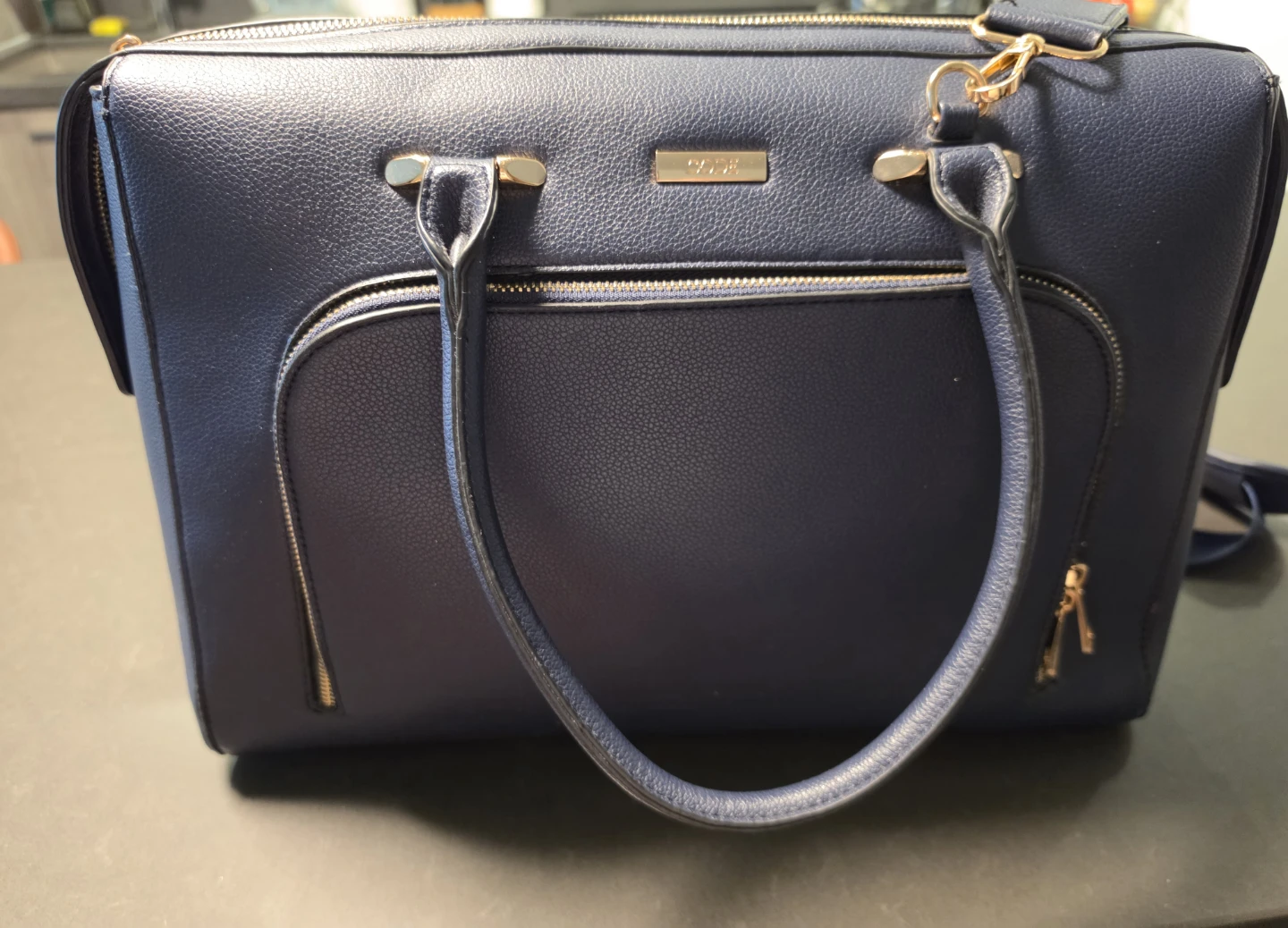 Navy Blue Laptop Work Bag with Shoulder Strap