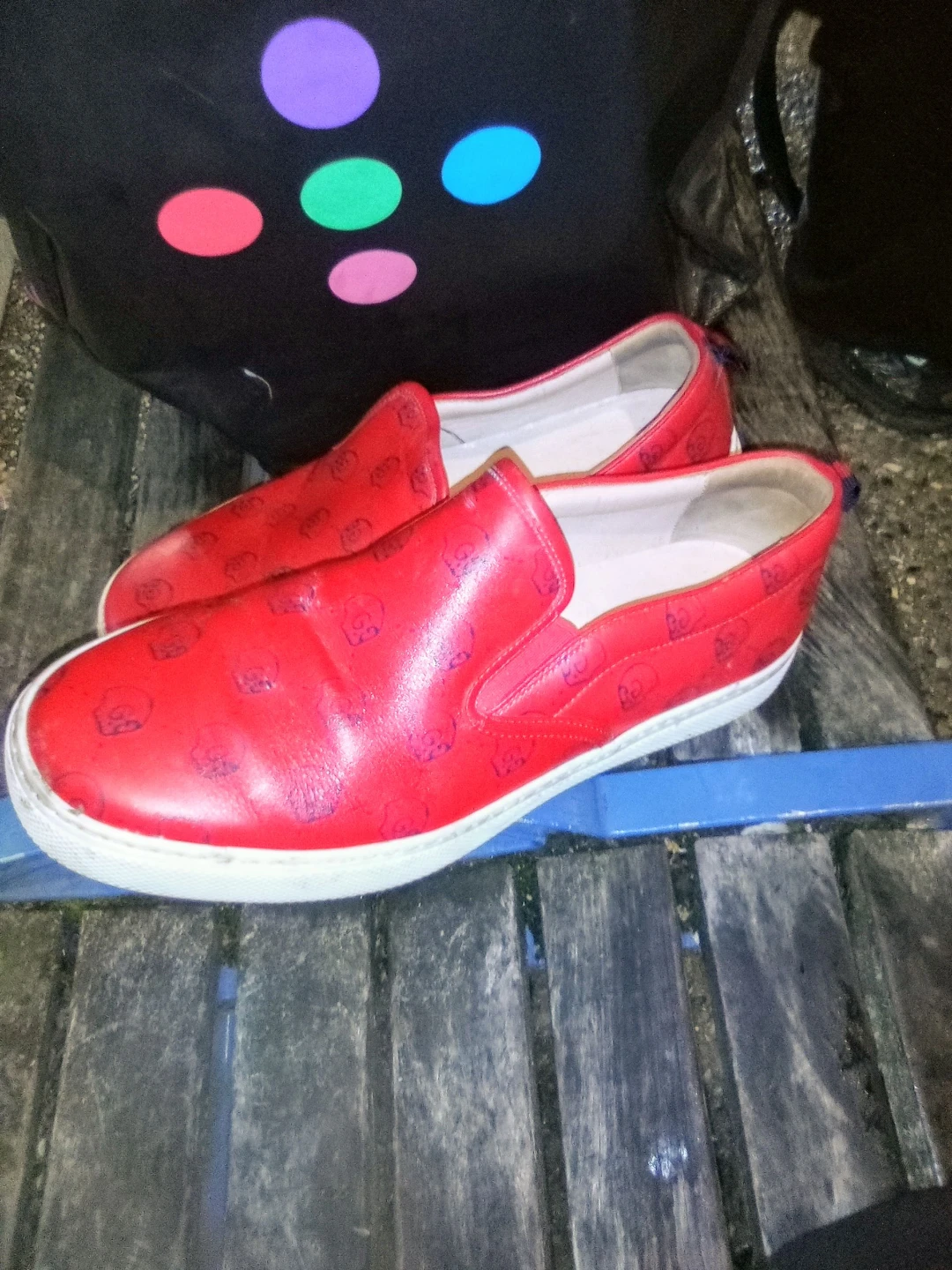 Gucci Red Skull Print Slip-On Sneakers
