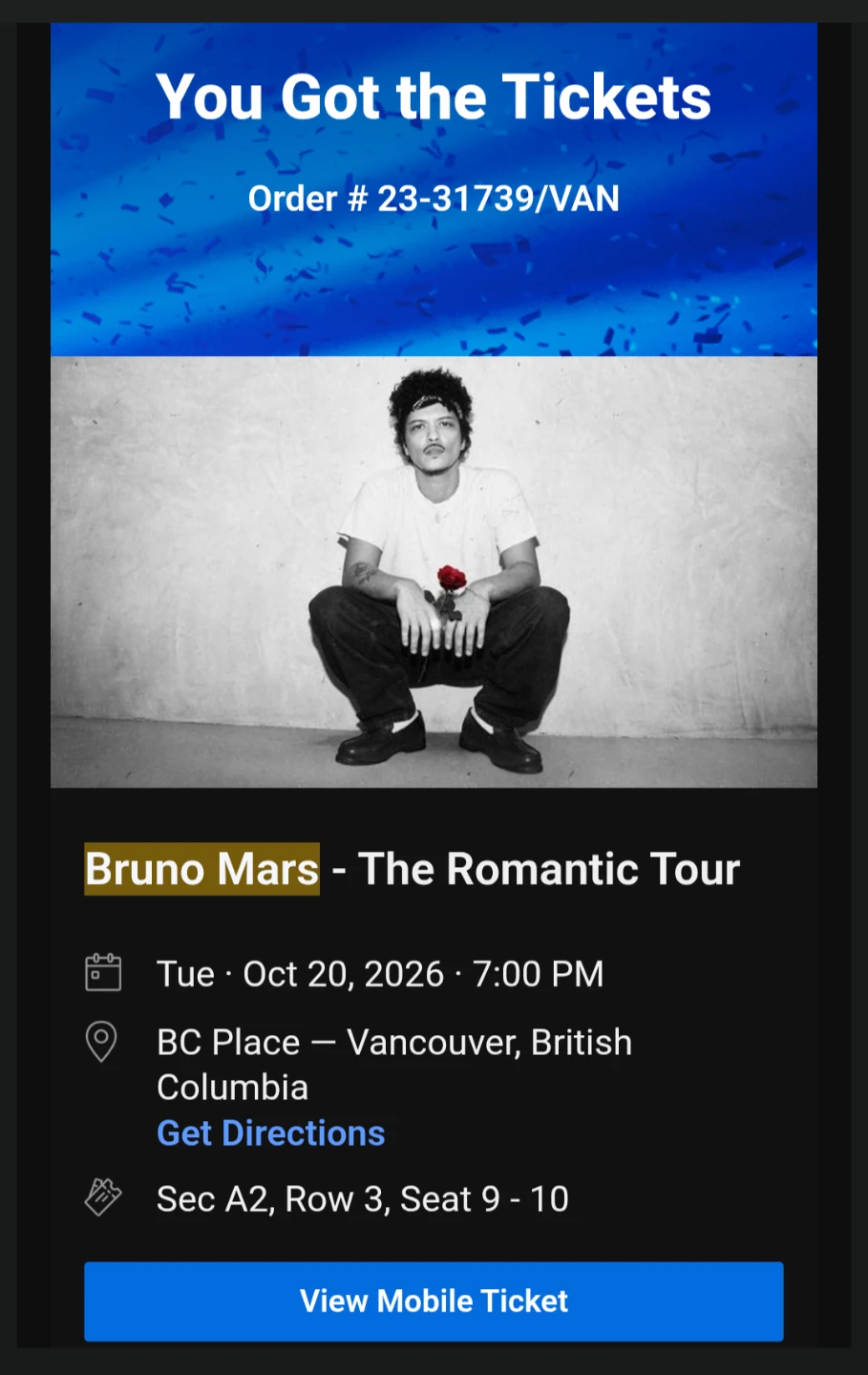 Bruno Mars - The Romantic Tour Tickets