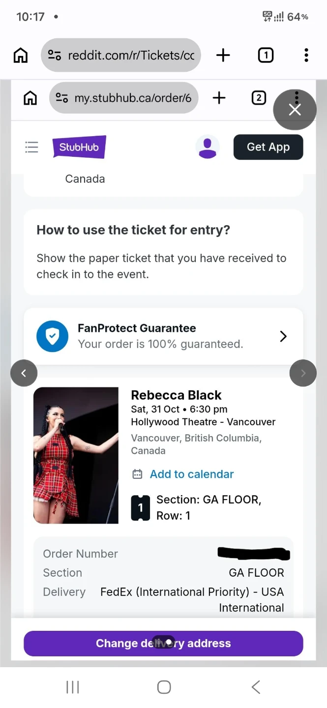 Rebecca Black concert ticket - photo 2