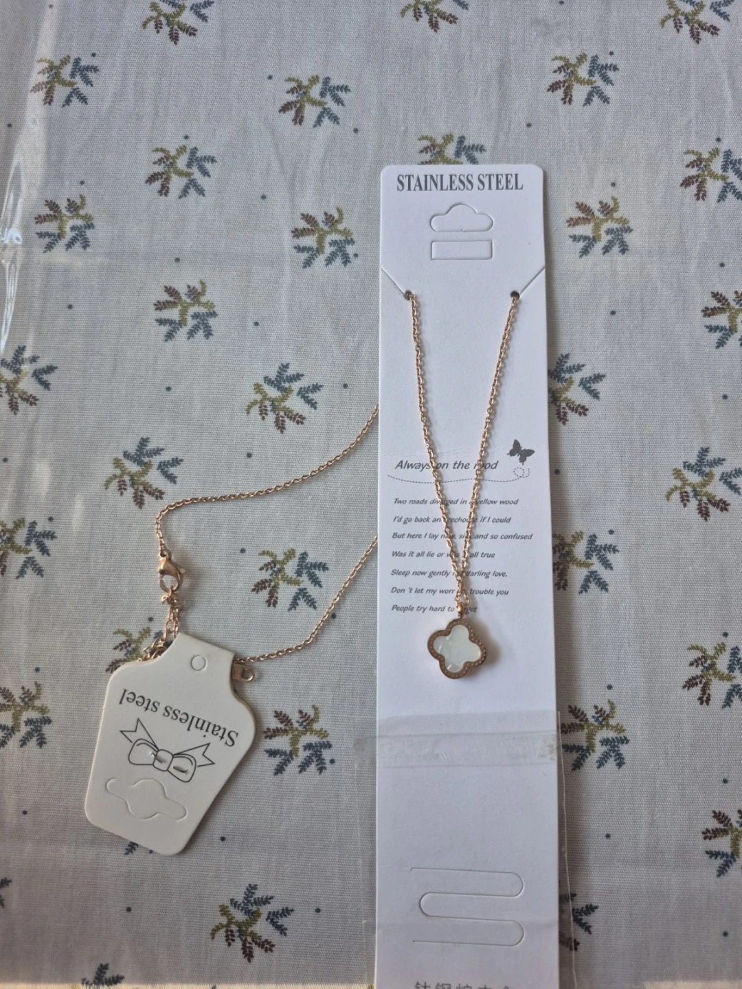 New Rose Gold Tone Stainless Steel Double-Sided Clover Pendant - photo 3