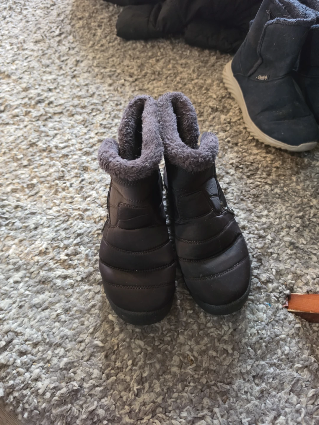 AB Black Faux Fur Lined Ankle Boots
