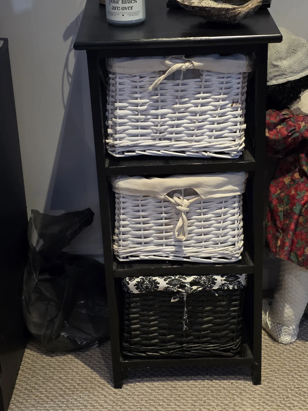 Black Three-Tier Storage Shelf with Baskets - photo 2