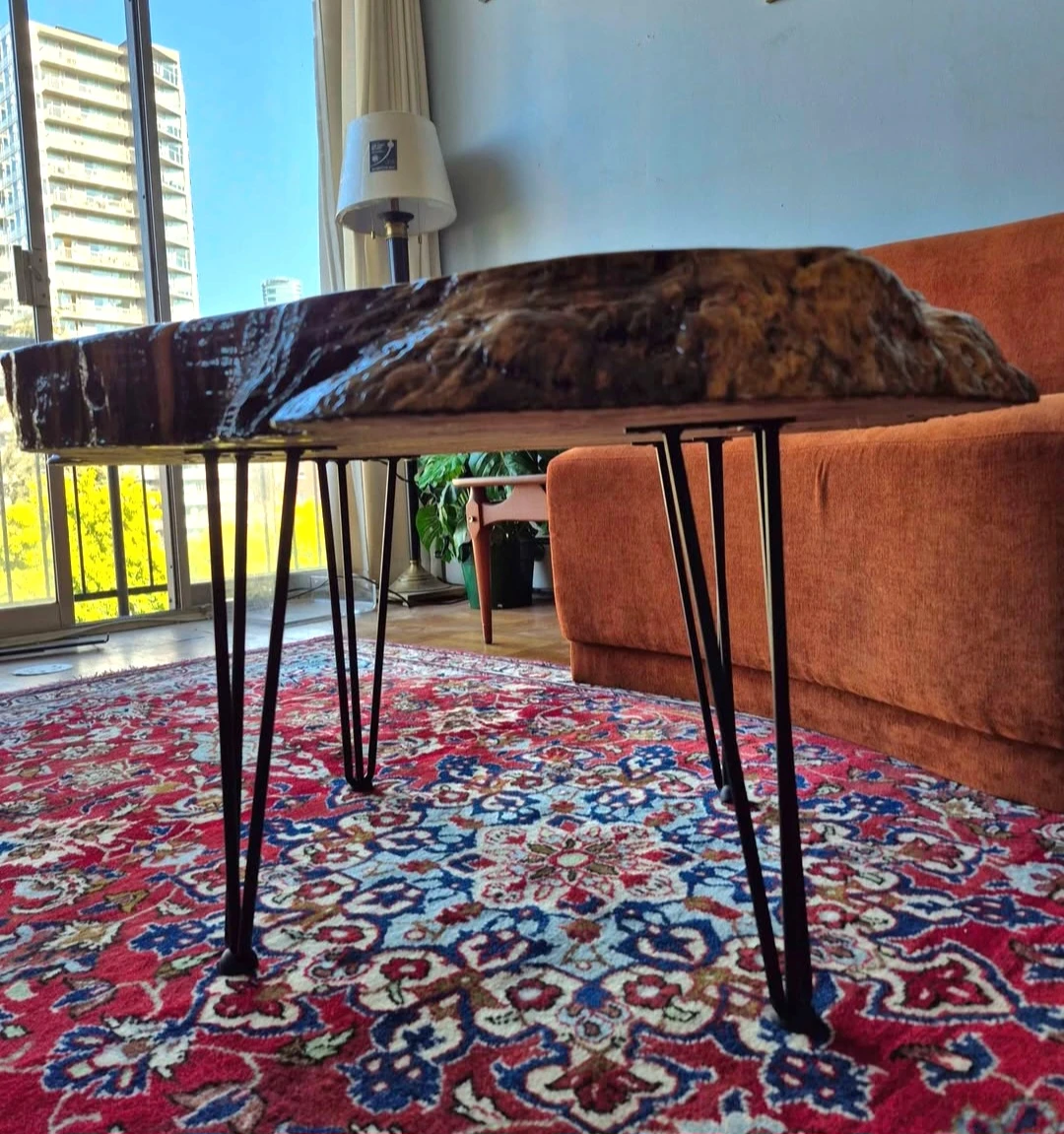 Large Vintage Live Edge  Burlwood Slab Coffee Table - photo 4
