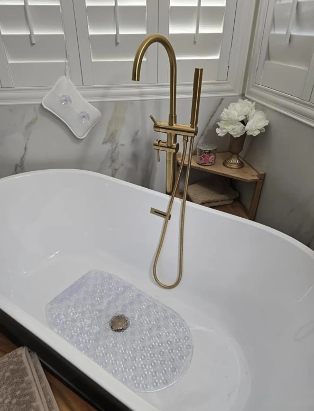 Brushed Gold Floor-Mount Bathtub Faucet