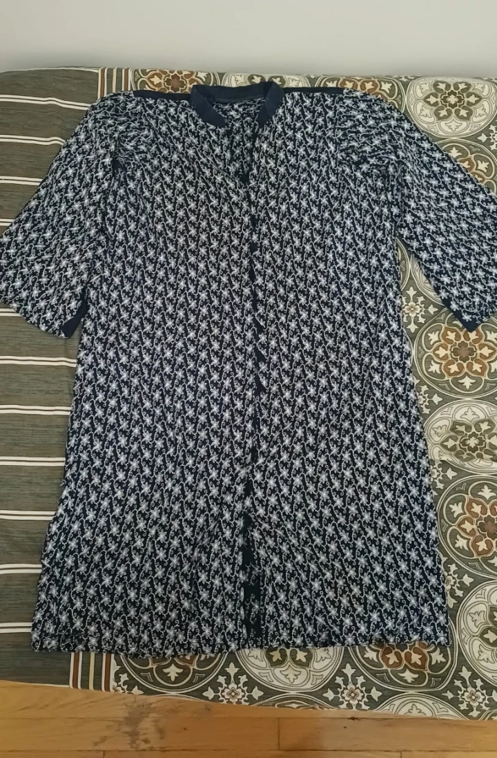 Blue and White Fully Embroidered Tunic Top
