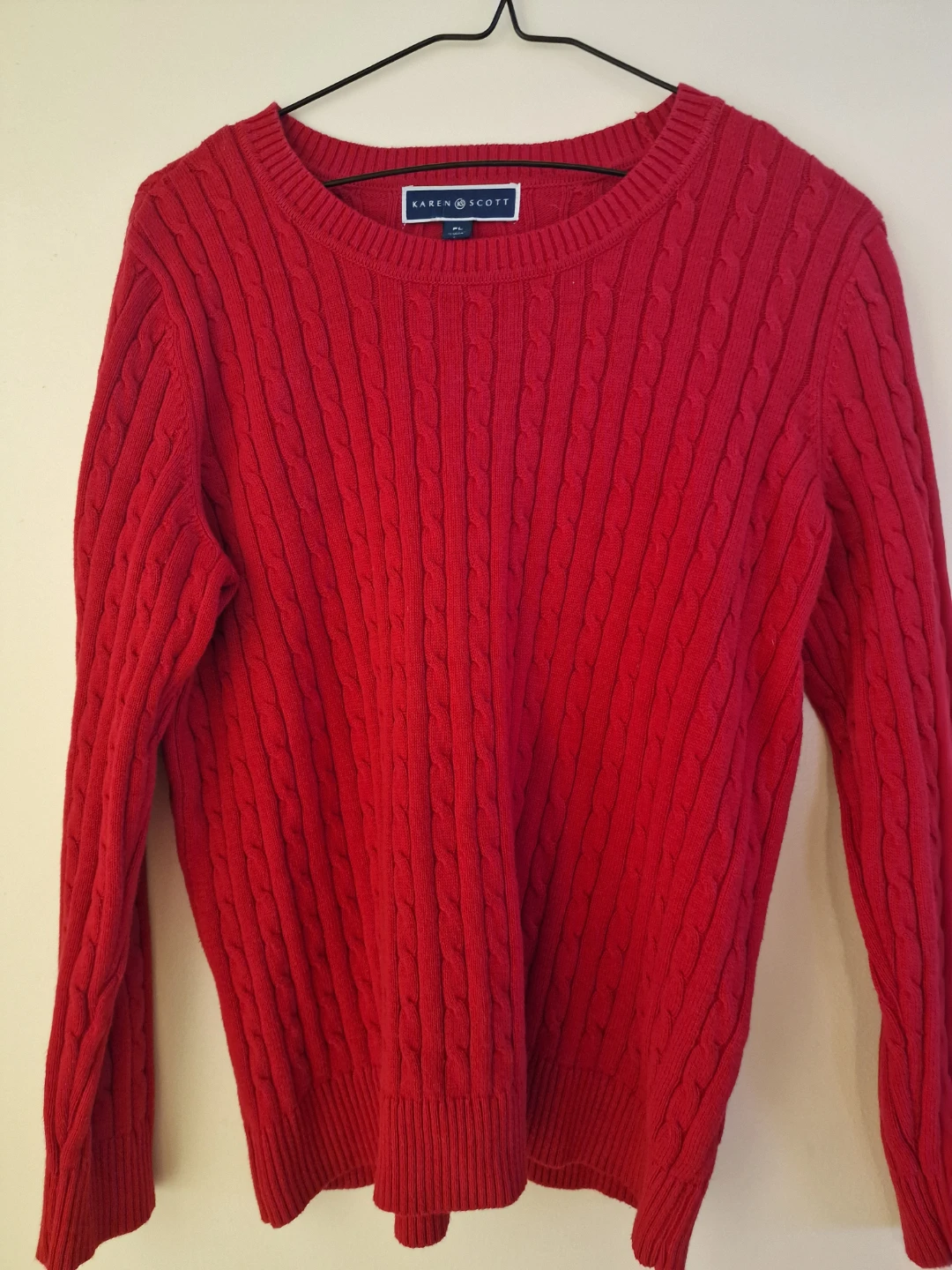 Karen Scott Red Cable Knit Sweater