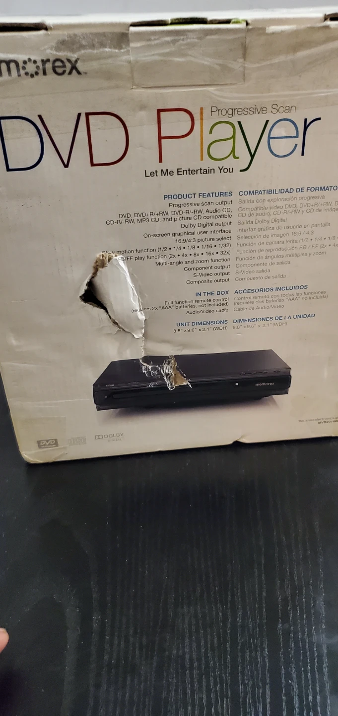 Memorex Progressive Scan DVD Player damage box - photo 5