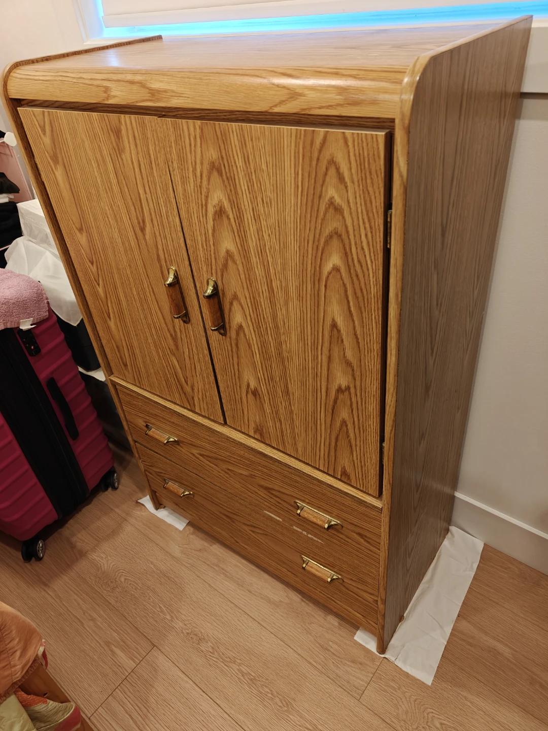 Oak Armoire with Two Drawers