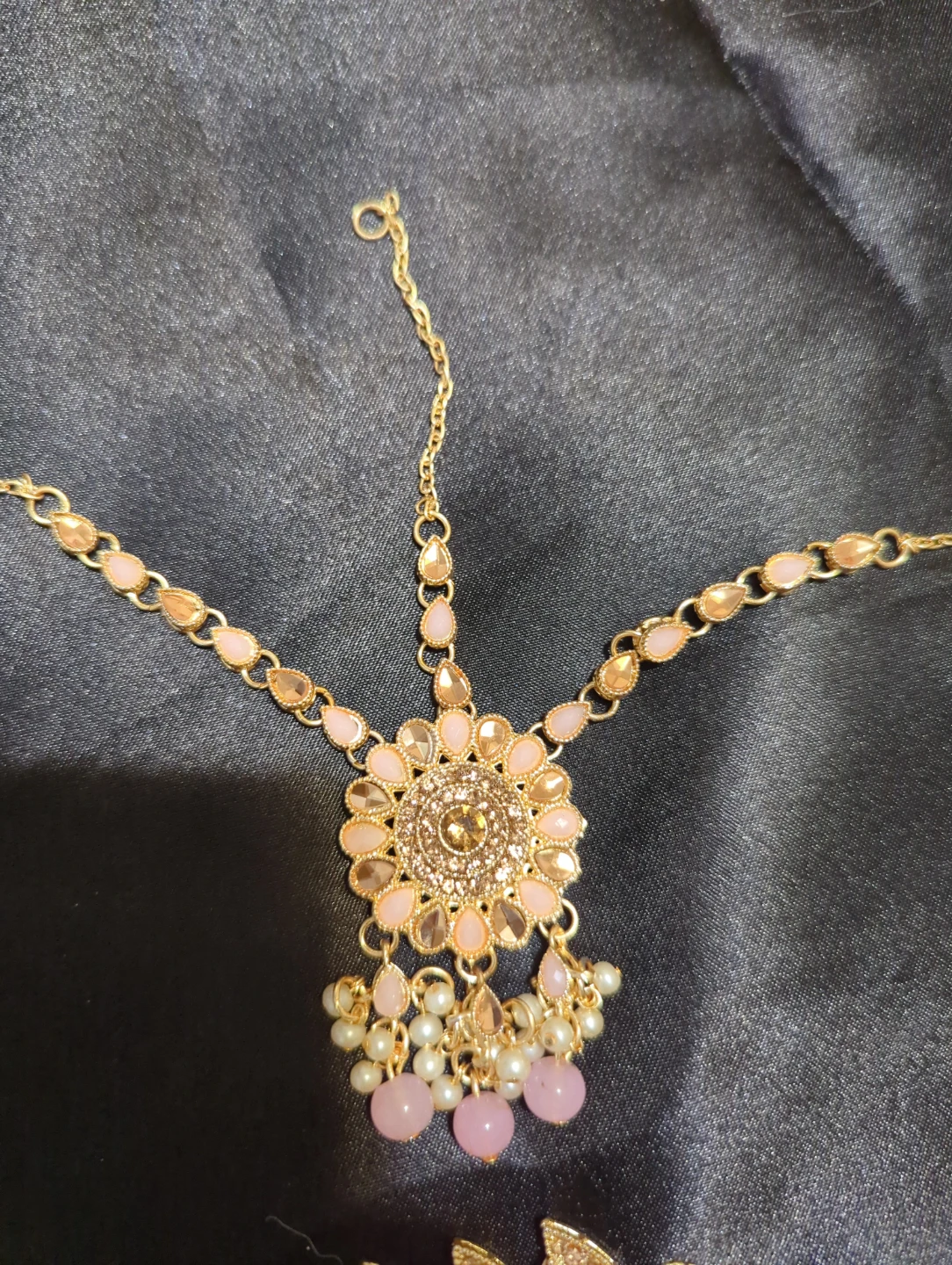 Heavy Pink and Gold Bridal Jewelry Set - photo 5