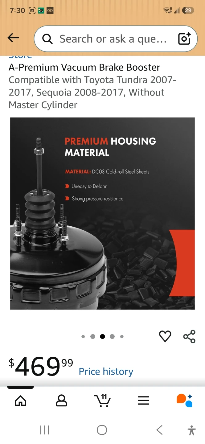A-Premium Vacuum Brake Booster for Toyota Tundra/Sequoia - photo 2