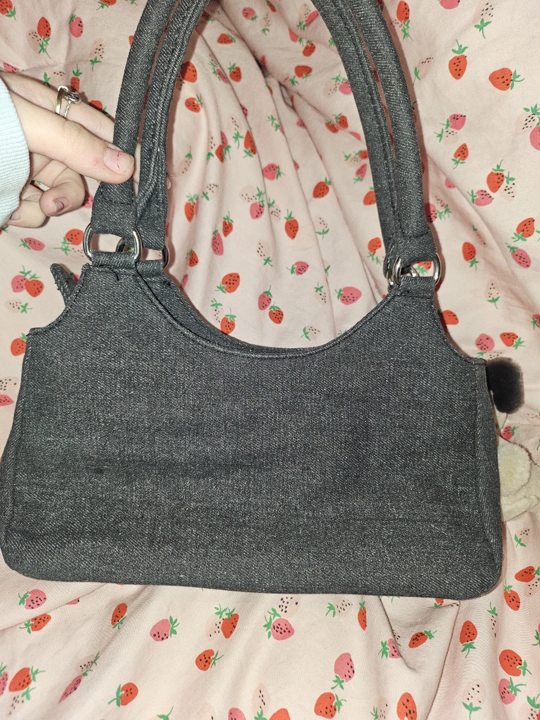 Ardene Charcoal Grey Denim Shoulder Bag Purse - photo 3