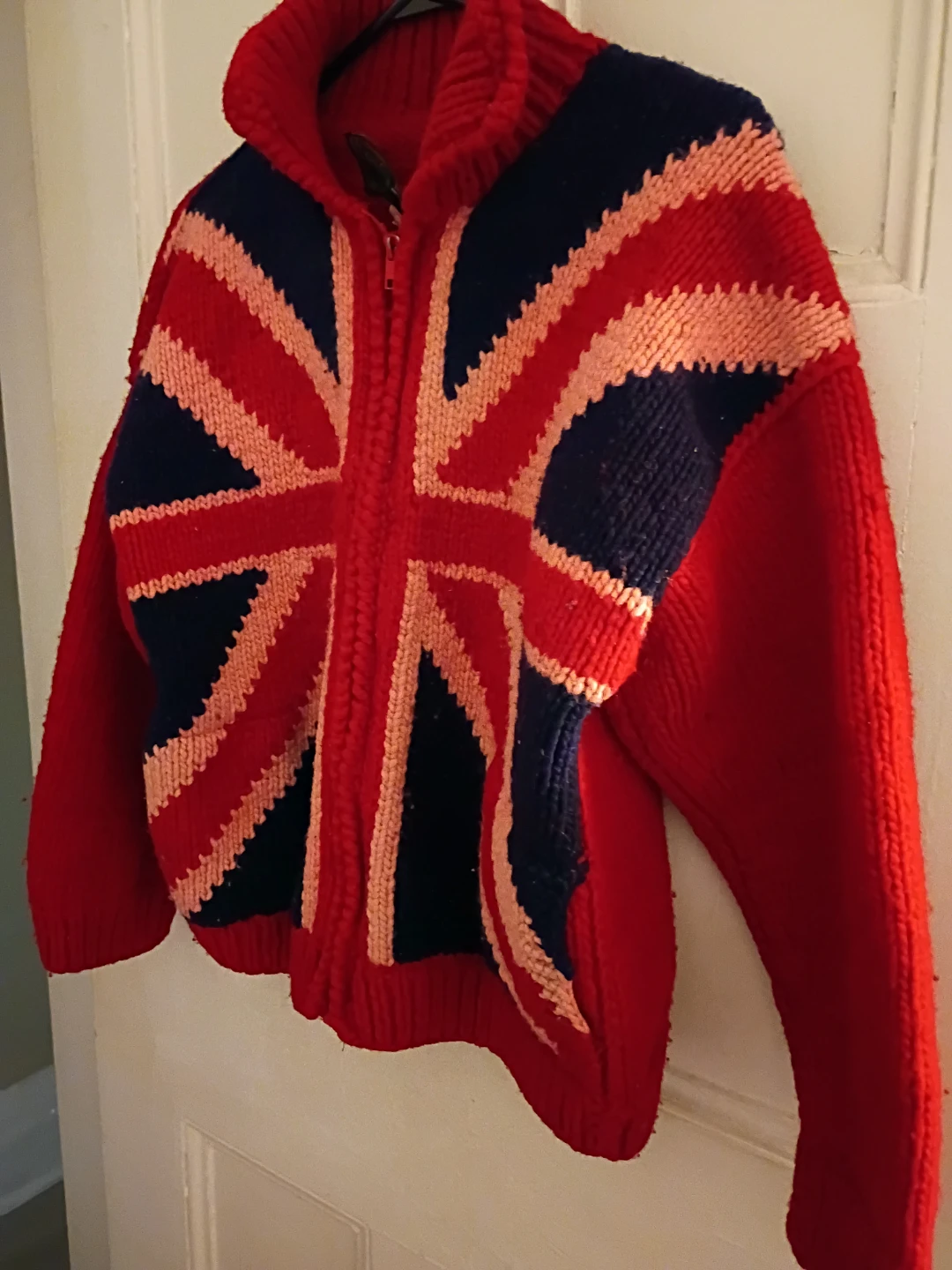 Vintage Amor London Union Jack Wool Knit Zip-up Cardigan - photo 5