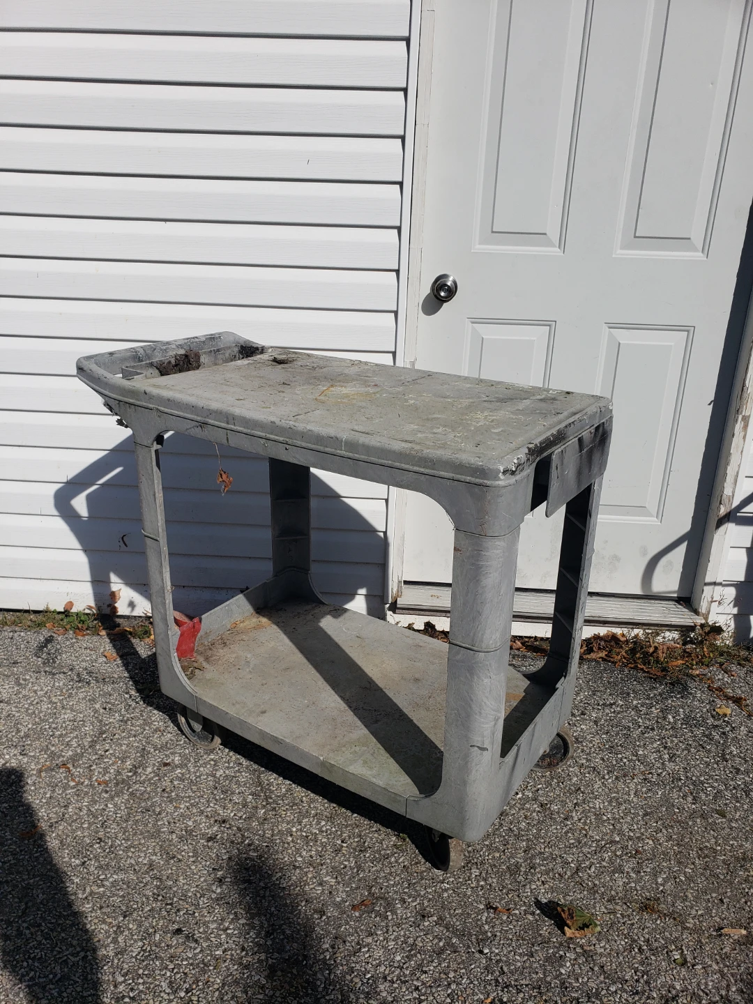 Grey Two-Tier Plastic Utility Cart