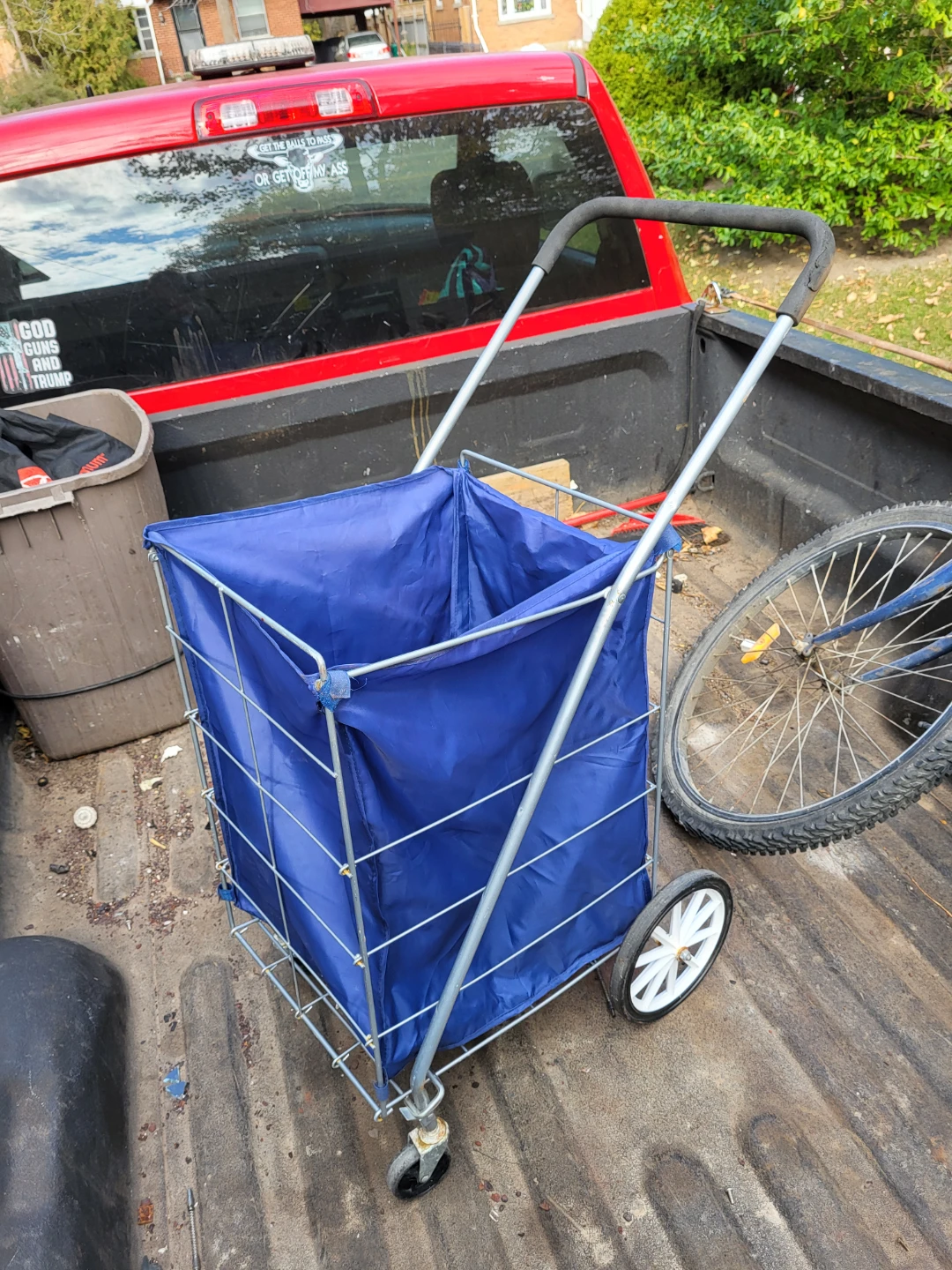Collapsible Blue Grocery Shopping Cart