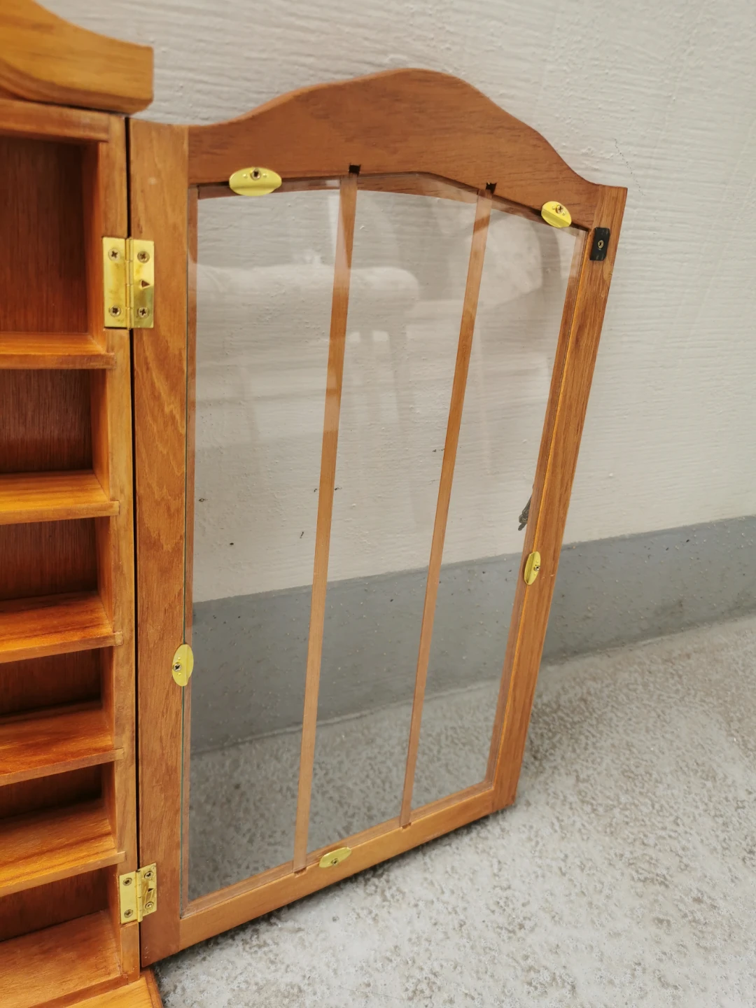 Vintage Wooden Wall-Mounted Curio Display Cabinet Glass Door - photo 5