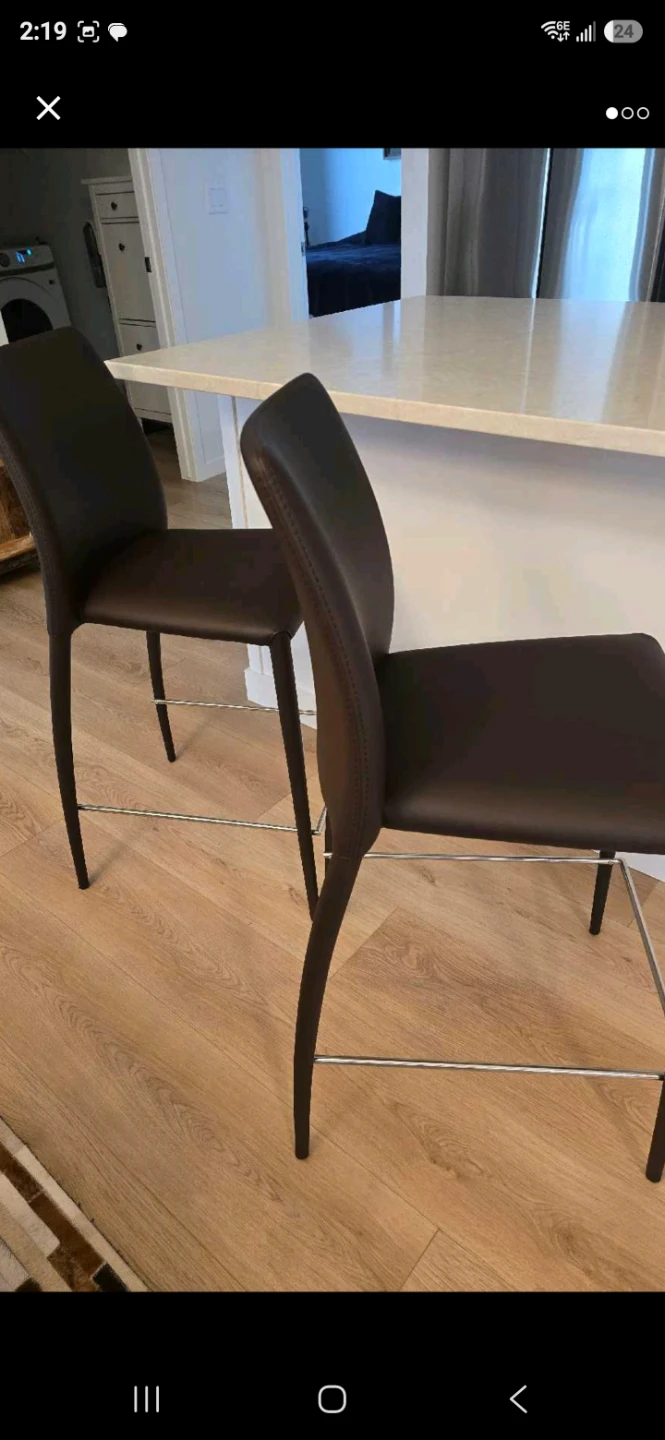 Set of Two Brown Bar Stools