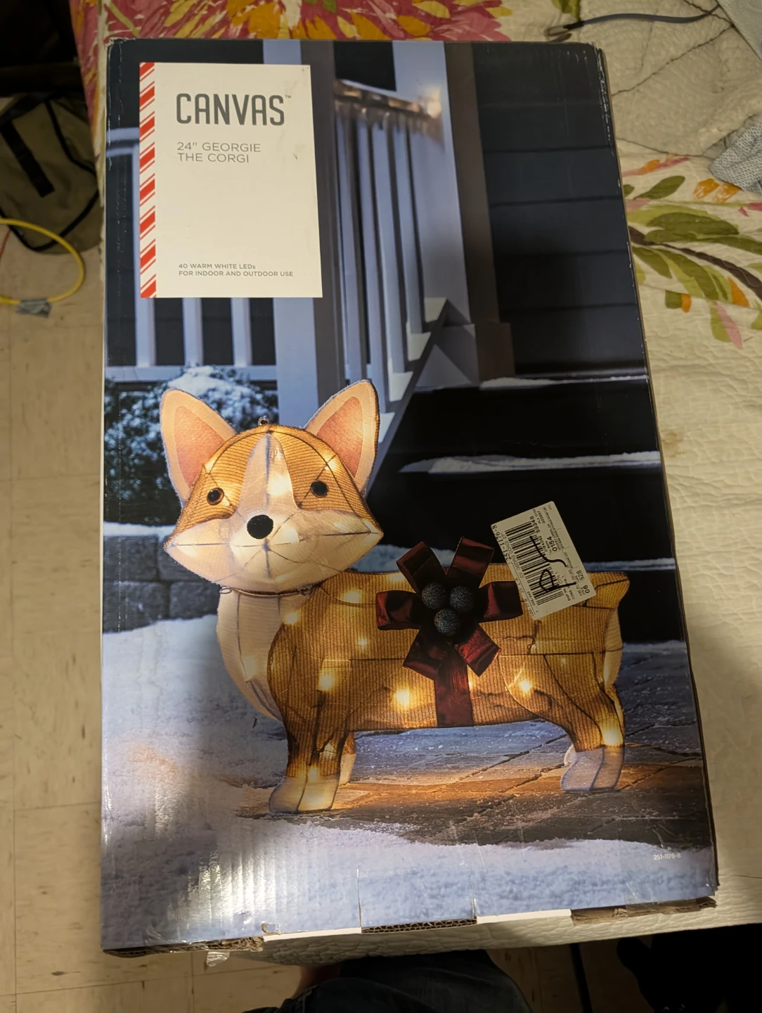 Canvas 24" Georgie the Corgi LED Holiday Decoration