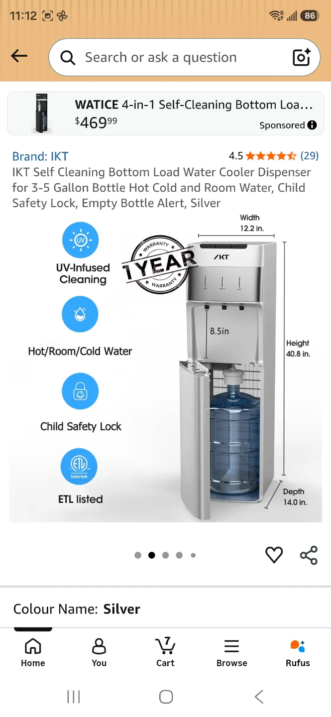 IKT Bottom Load Water Cooler Dispenser - Silver - photo 5