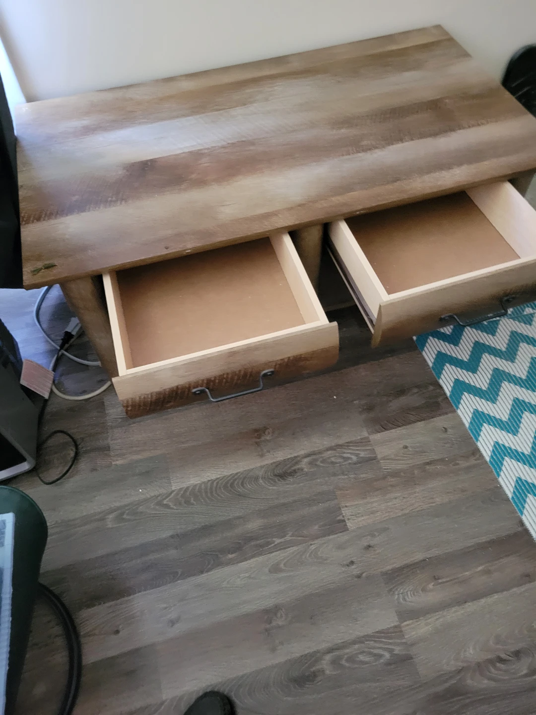 Rustic Wood Coffee Table with Two Drawers - photo 2