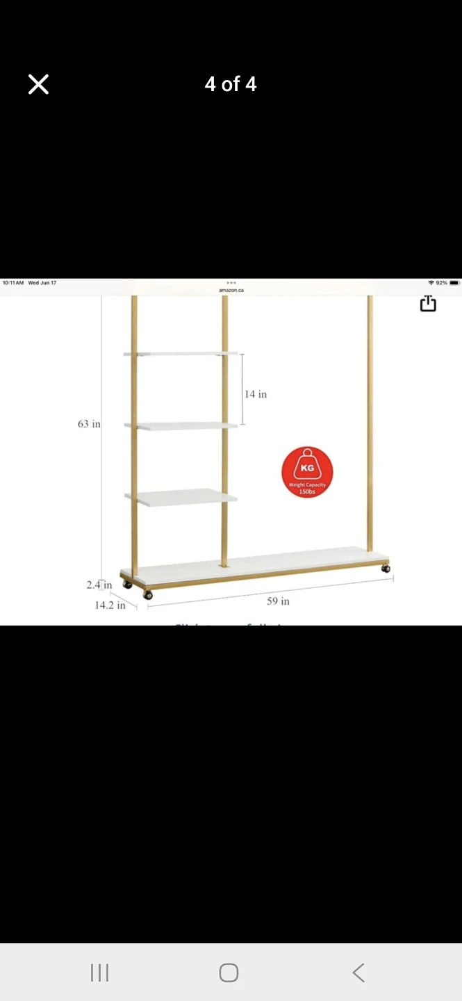 BOSURU Rolling Gold Garment Rack 59" - photo 4