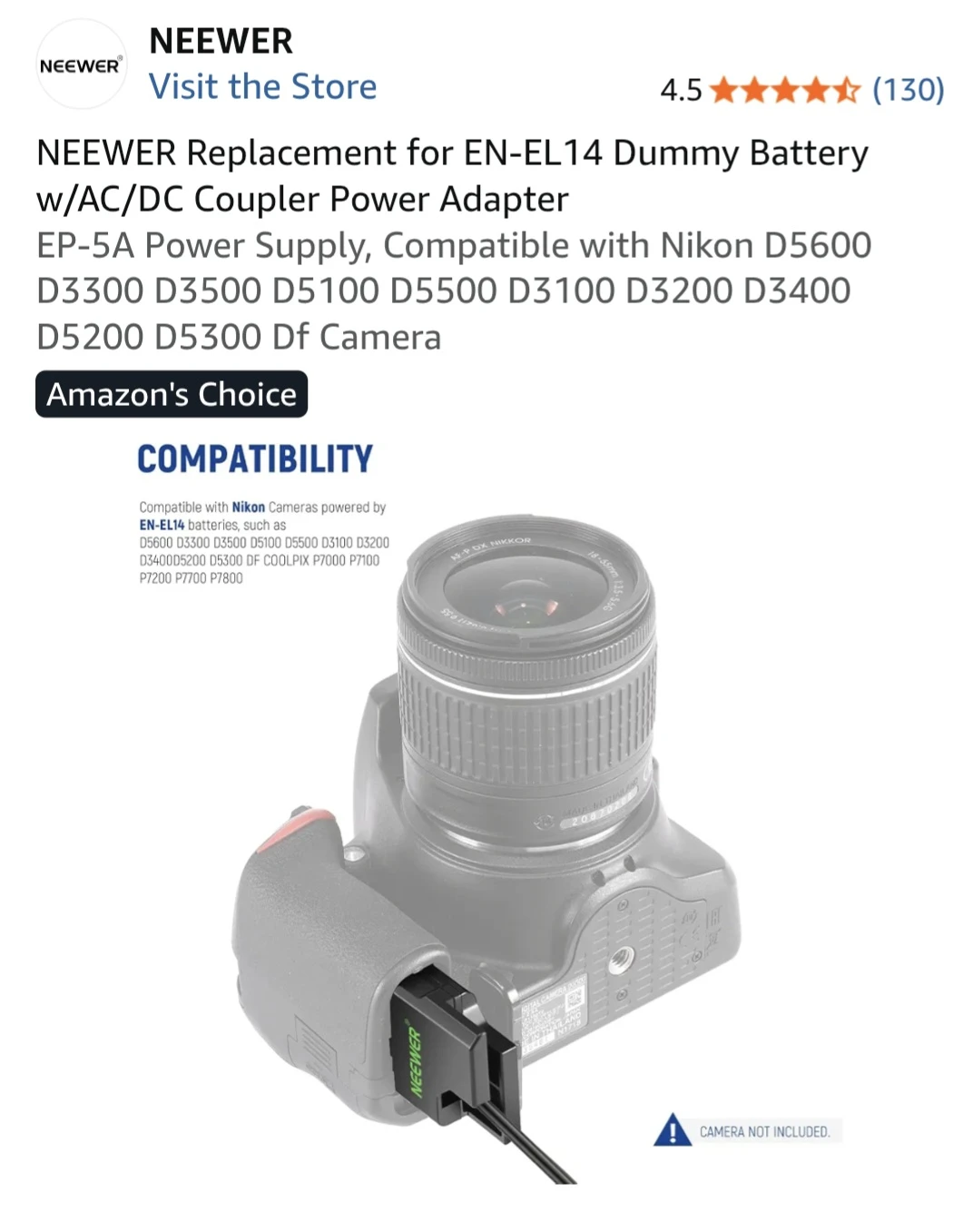 Continuously power supply for Nikon D3x00 and D5x00
