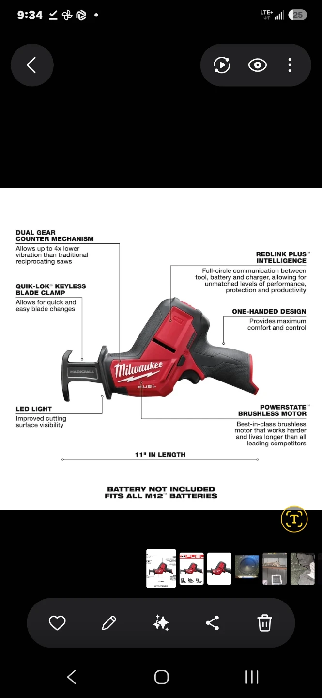Milwaukee M12 HACKZALL Reciprocating Saw 2620-20 - photo 3