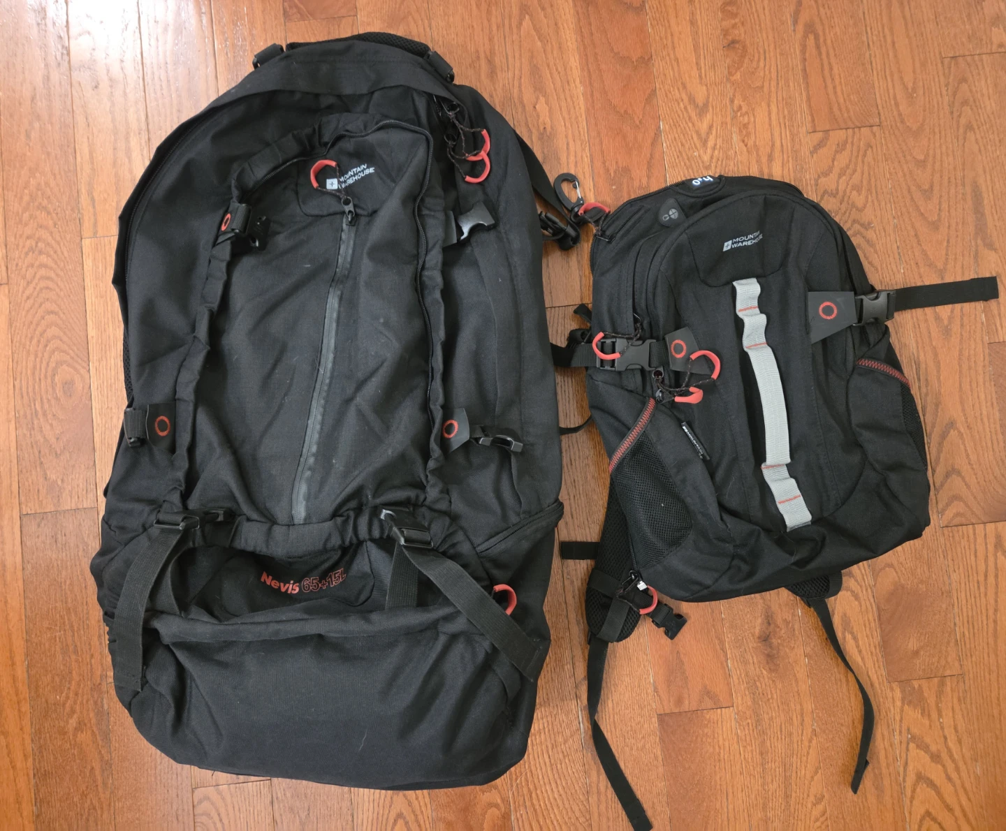 Mountain Warehouse 65L hiking backpack + 15L backpack