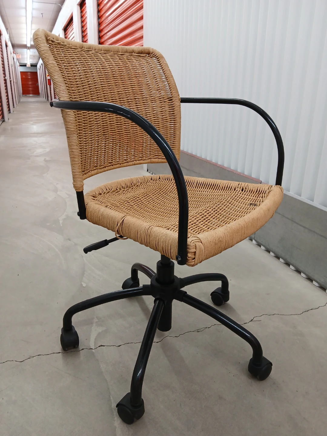 Woven Wicker Rolling Desk Chair - photo 3