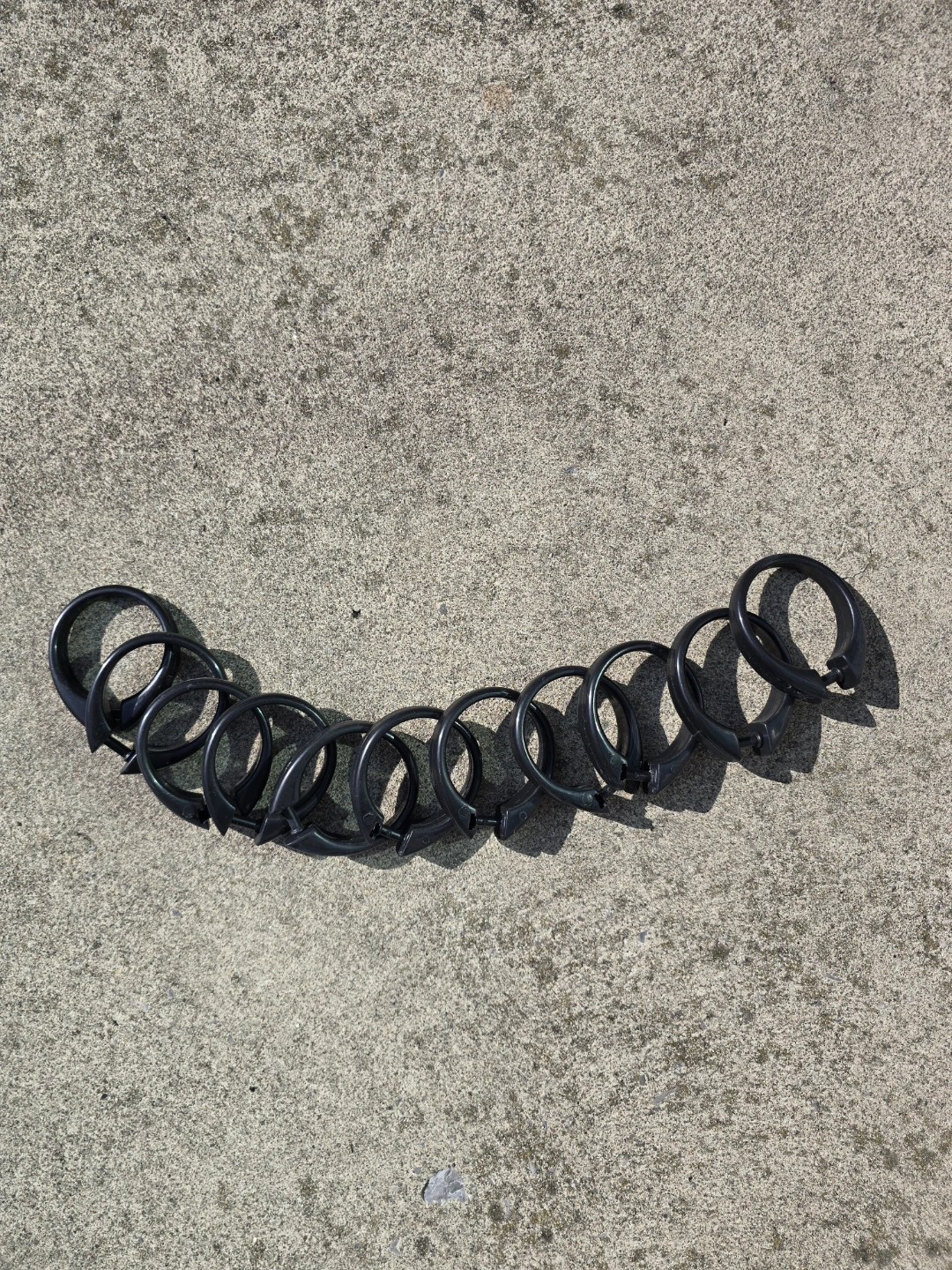 Set of 12 Black Curtain Rings