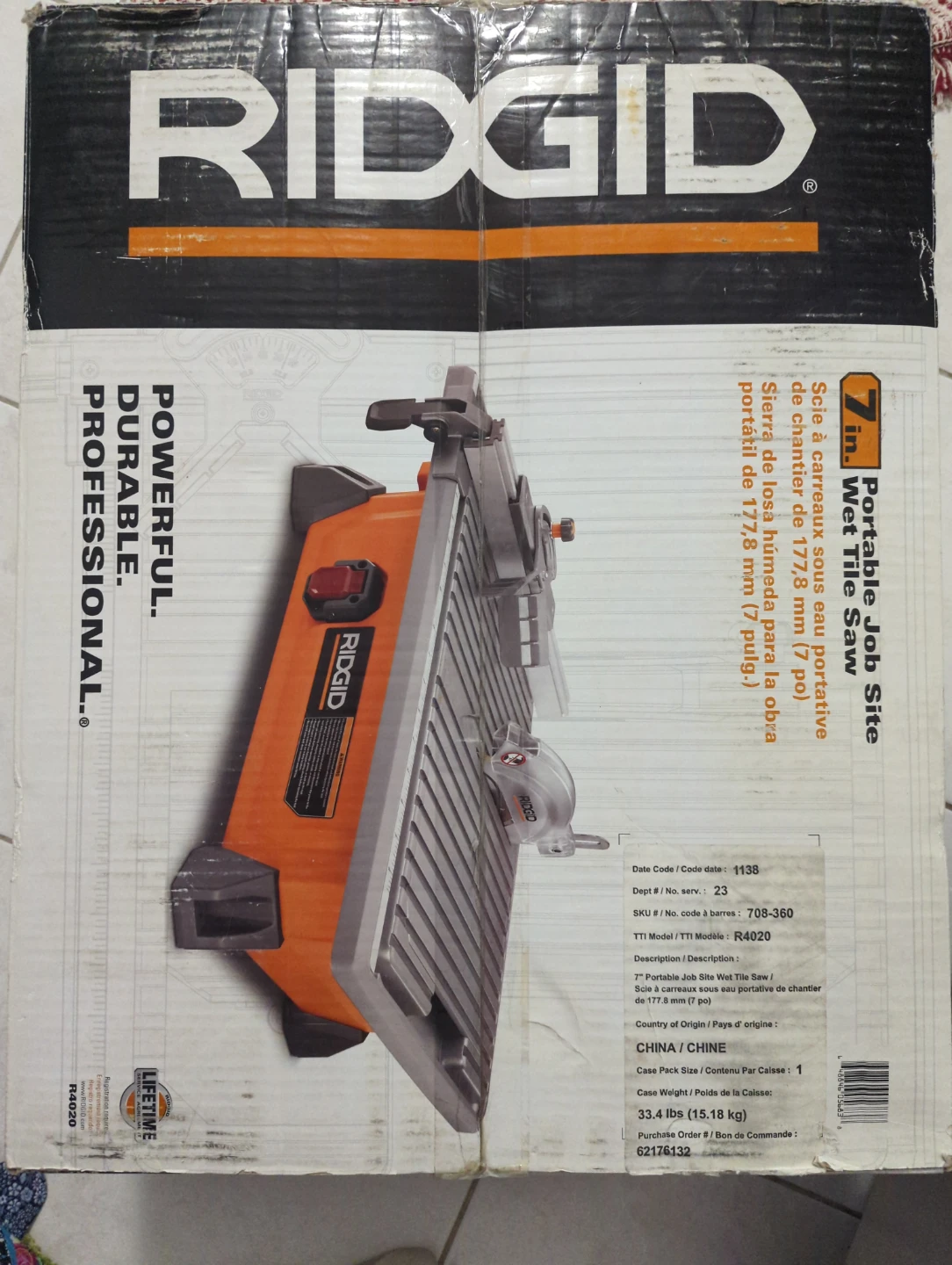 RIDGID 7-inch Portable Job Site Wet Tile Saw