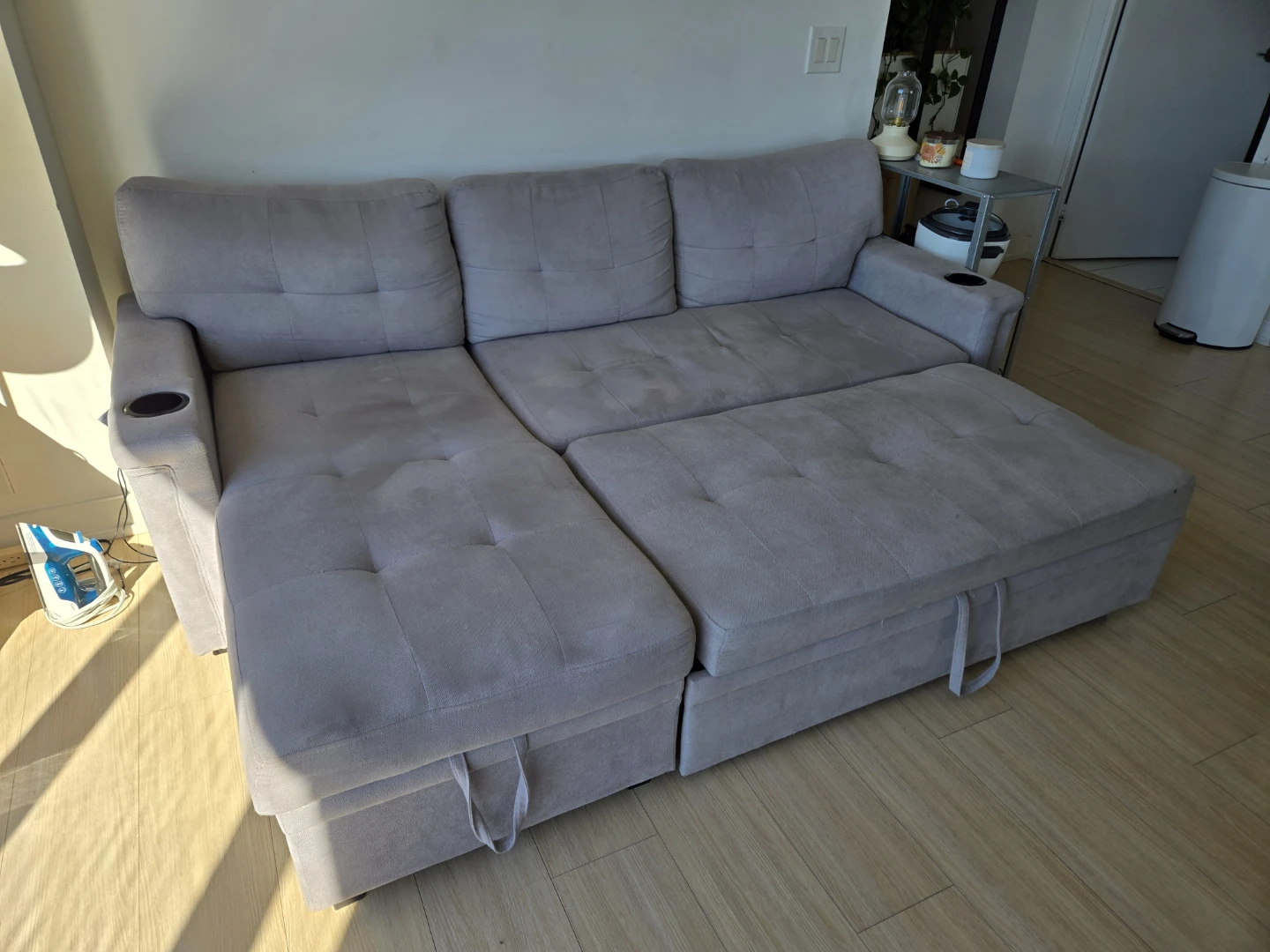 Grey Sectional Sofa with Storage and Pull-Out Bed - photo 4