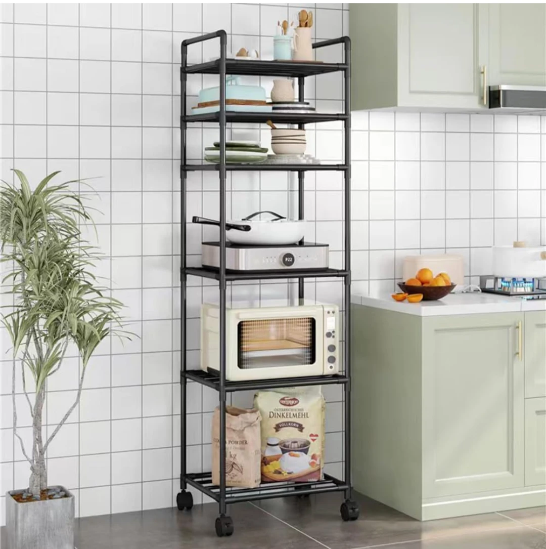 Black 5-Tier Kitchen Storage Shelf on Wheels - photo 4
