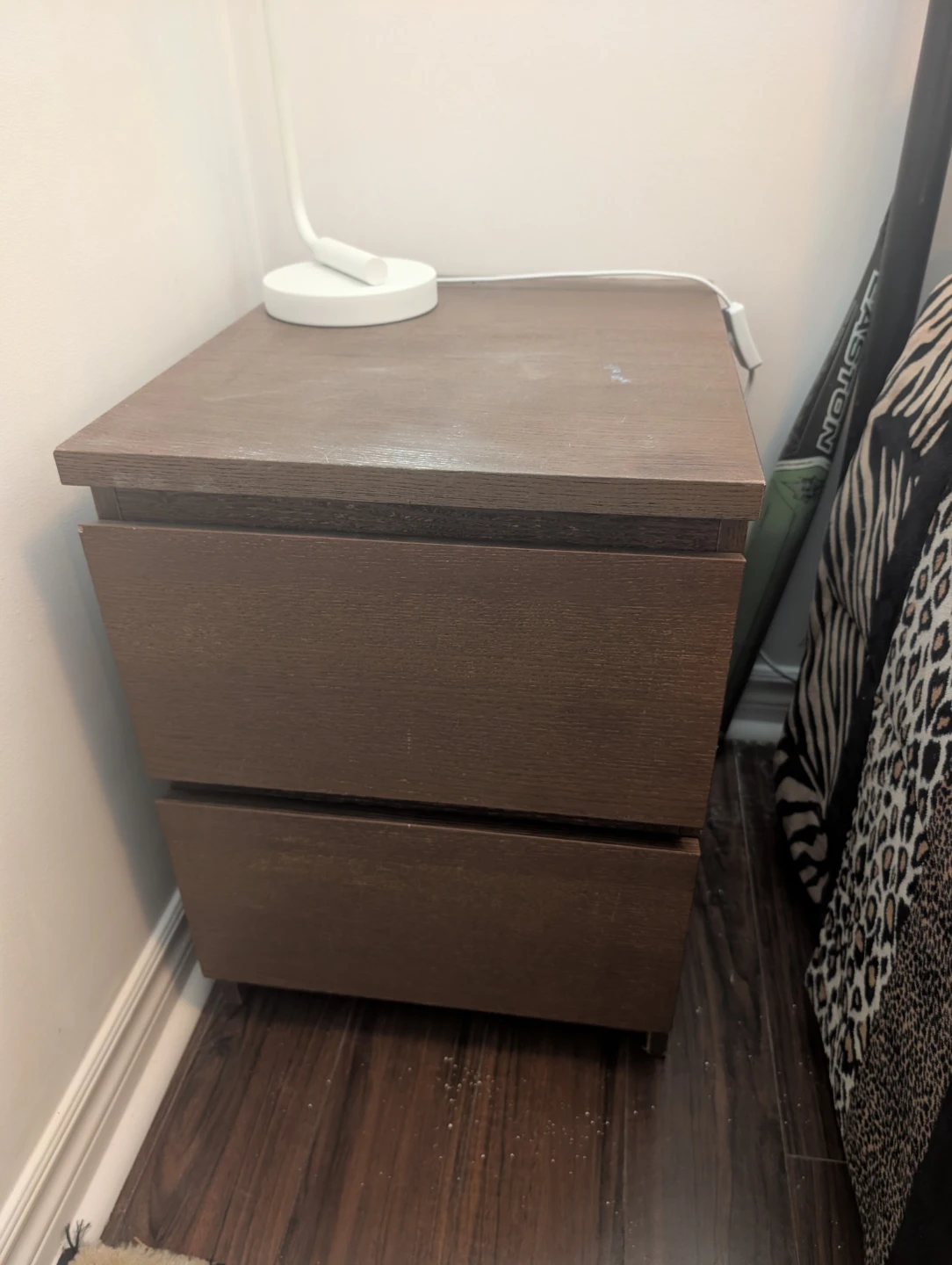 Dark Brown Wooden Nightstand