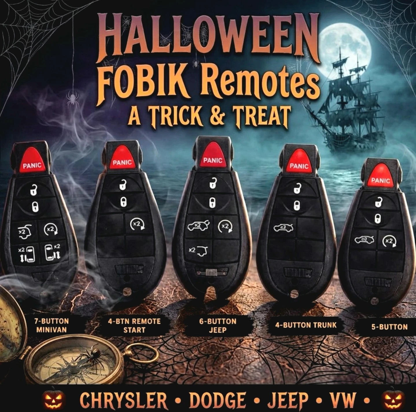 FOBIK Key Fob w/Door Blade — Chrysler Dodge Jeep Ram VW