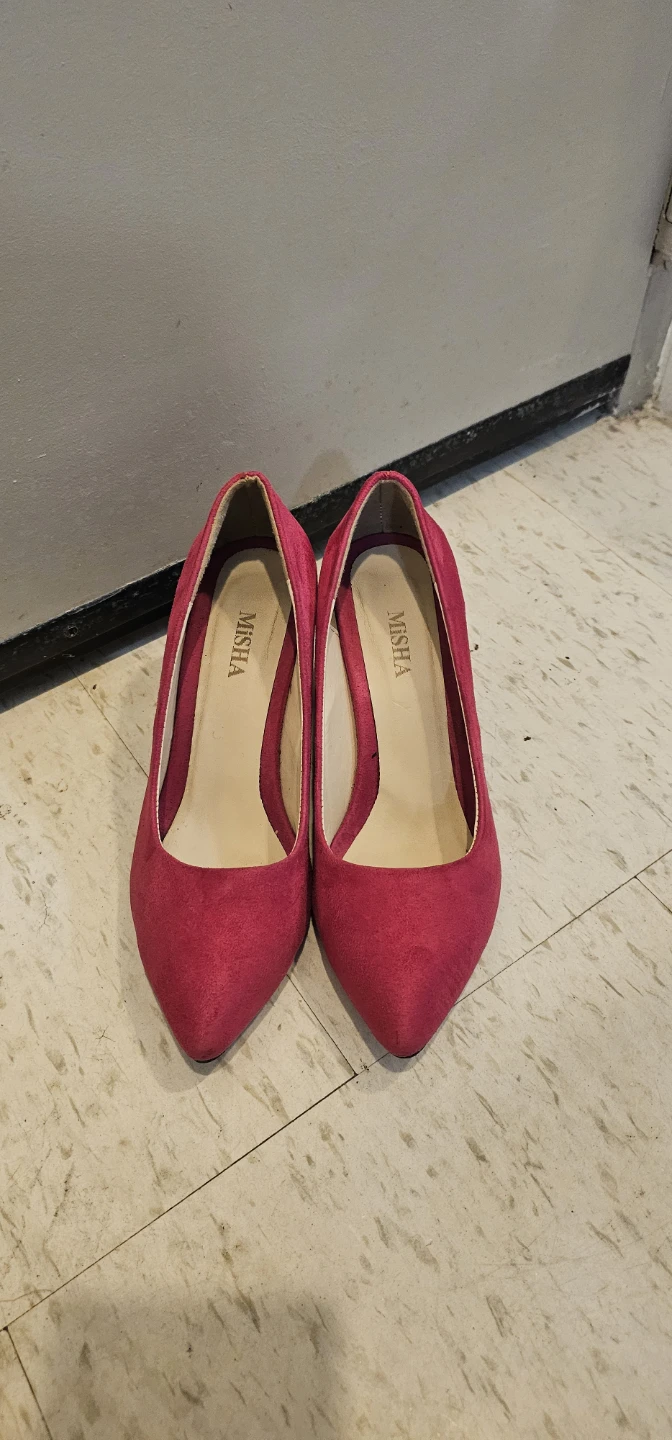 Misha Pink Suede Block Heels
