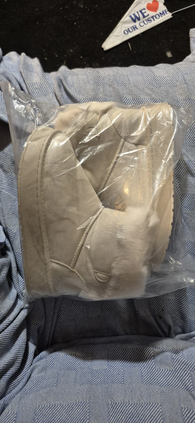 Beige Faux Fur Lined Boots - Size 42