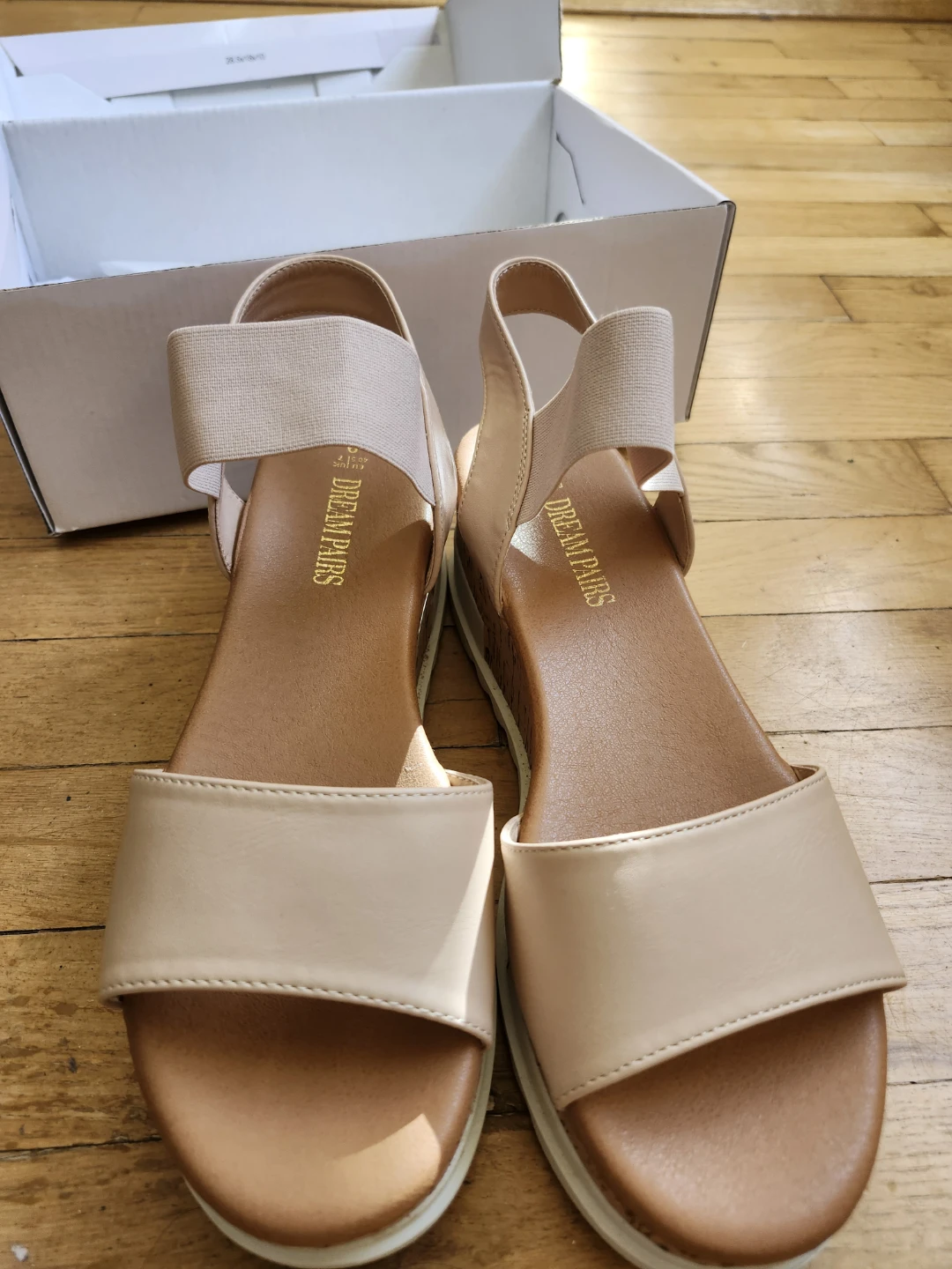Cute Beige Wedge Sandals Size  9 - photo 2