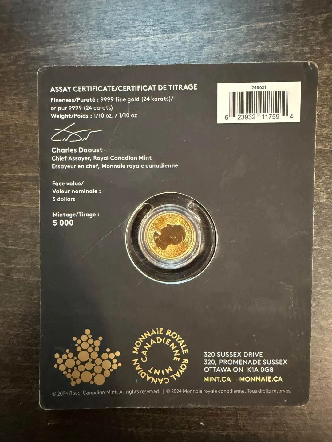Treasured Maple 1/10 pure 9999 gold in assay. - photo 2