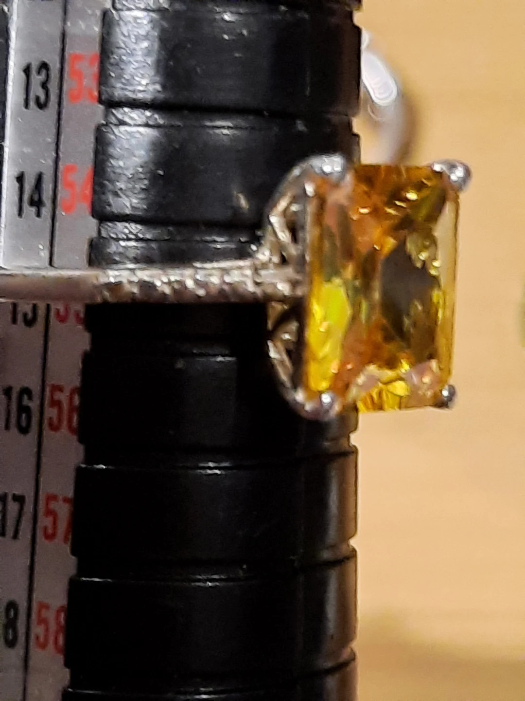 November birthstone Citrine emerald cut sterling silver ring - photo 3