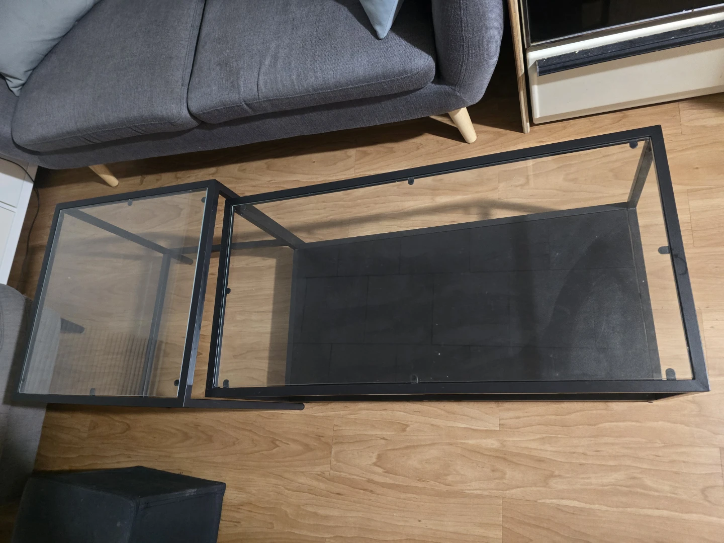 VITTSJÖ Nesting tables, set of 2, black-brown/glass - photo 3