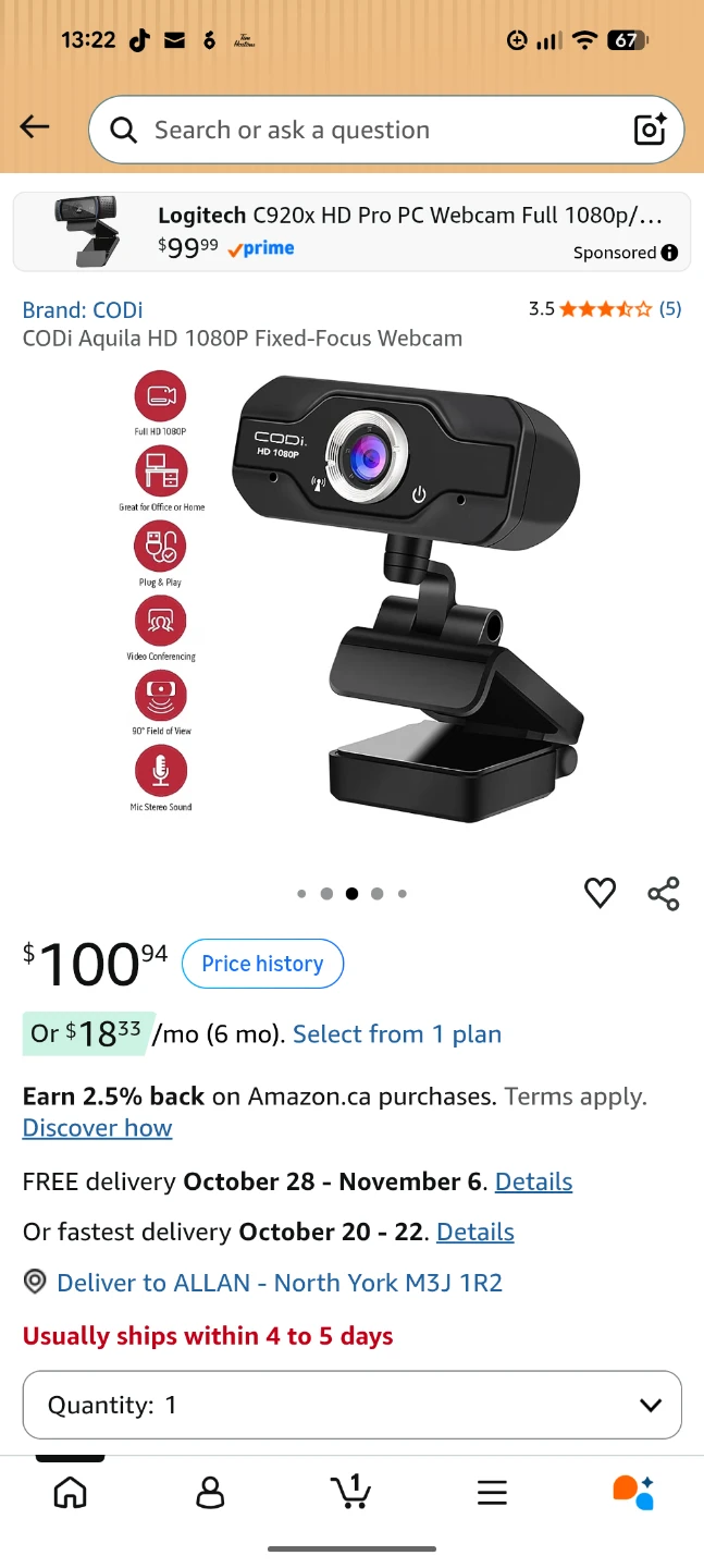 CODi Aquila HD 1080P Live Streaming Webcam - photo 2