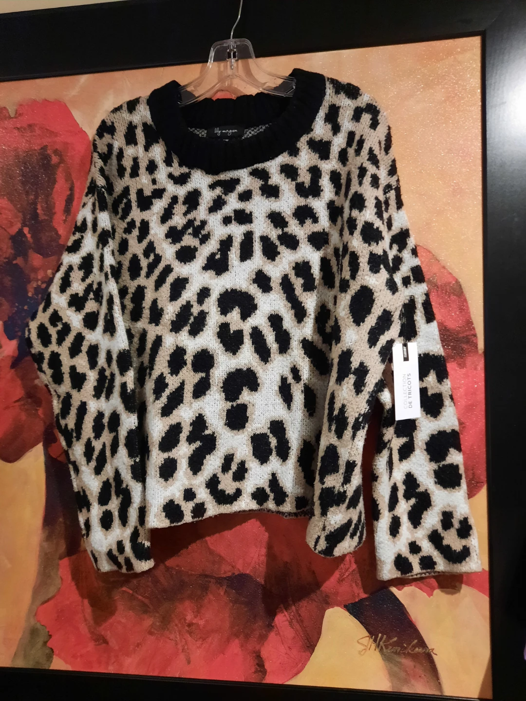 Lily Morgan Leopard Print Knit Sweater