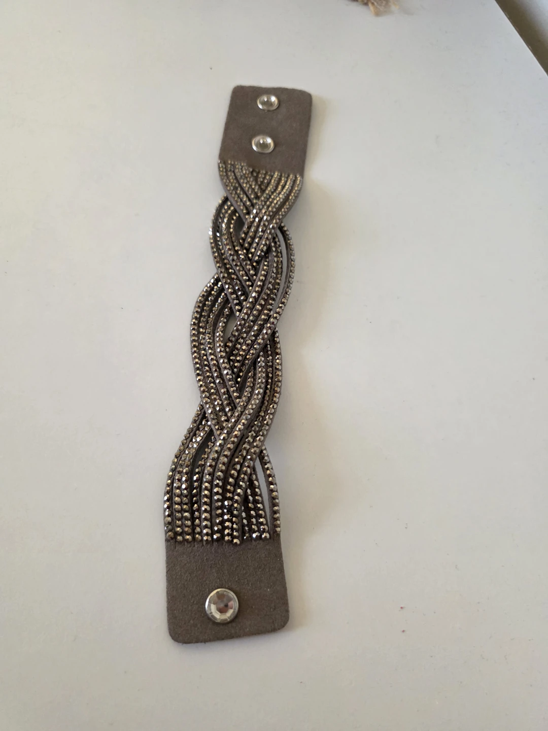 Braided Suede and Crystal Bracelet - photo 2