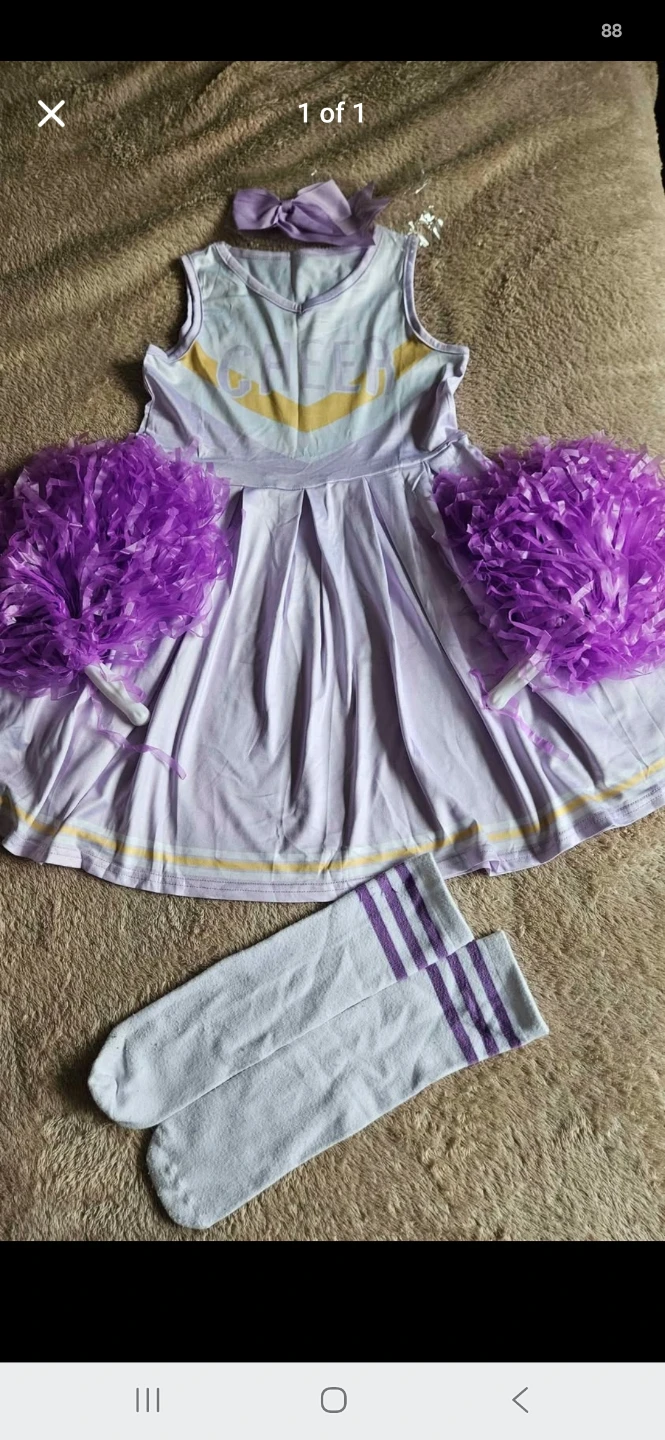 Girls Cheerleader Costume Set Purple
