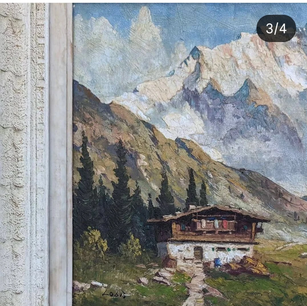 Signed Original J. Lobis Vintage Mountain Landscape Oil Painting - photo 3