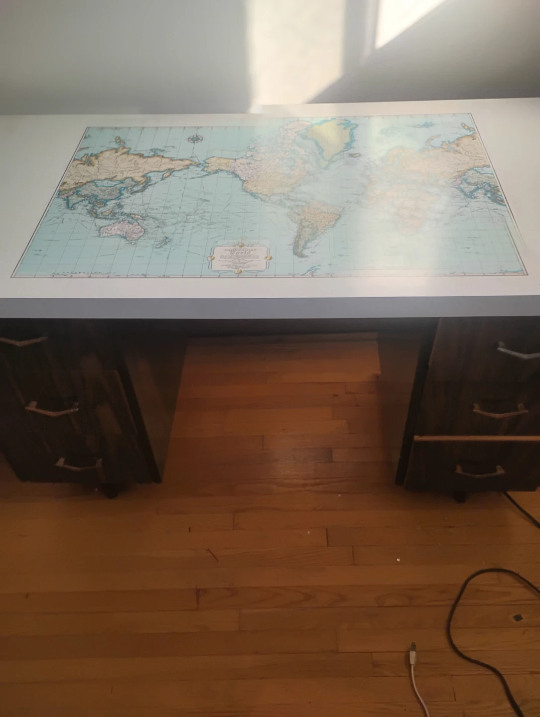 Vintage Map Top Desk - photo 2
