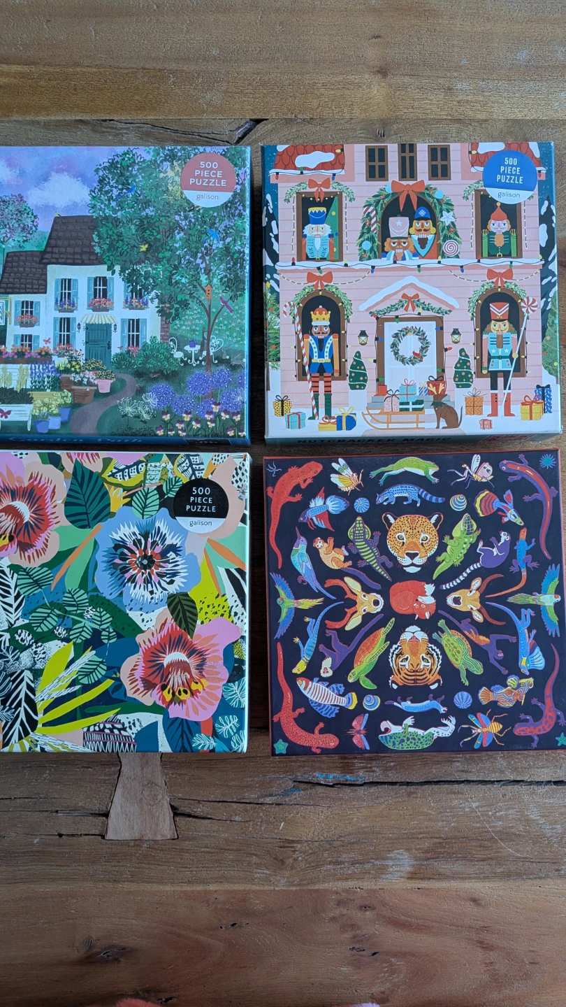 Set of 4 Galison and Mudpuppy 500-Piece Puzzles